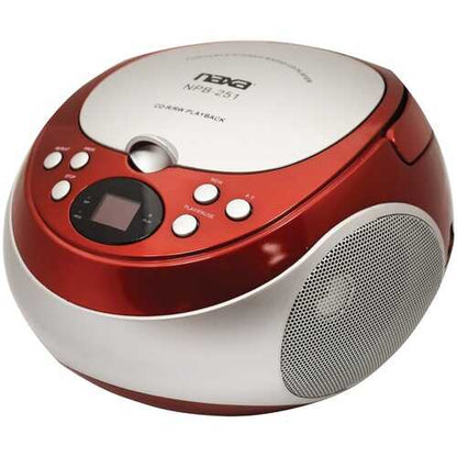 Naxa NPB251RD Portable CD Player with AM/FM Radio (Red)