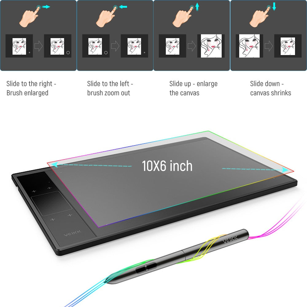 NEW 5080LPI 10*6 inch Anime Digital Graphic Tablet Art Writing Board For Drawing & Game 250PPS with 8192 Pressure Battery-Free Pen