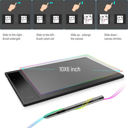 NEW 5080LPI 10*6 inch Anime Digital Graphic Tablet Art Writing Board For Drawing & Game 250PPS with 8192 Pressure Battery-Free Pen