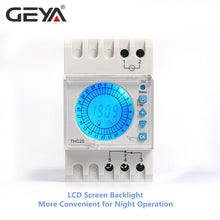 Cargar imagen en el visor de la galería, NEW GEYA 24 Hours Programmable Time Control Switch 20A AC220V with Big LED Light Sceen Daylight Saving Timer THC-20-1C
