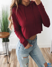 將圖片載入圖庫檢視器 Women&#39;s Crop Hoodie Pull Over Plain Casual Short Hooded Sweat Shirt Top Hot Sweater Female
