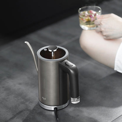 NEW Xiaomi Deerma Electric Kettle Tea Coffee Pot Slender Spout Matte Texture Stainless Steel Kettle LED Heating Lamp 600ml