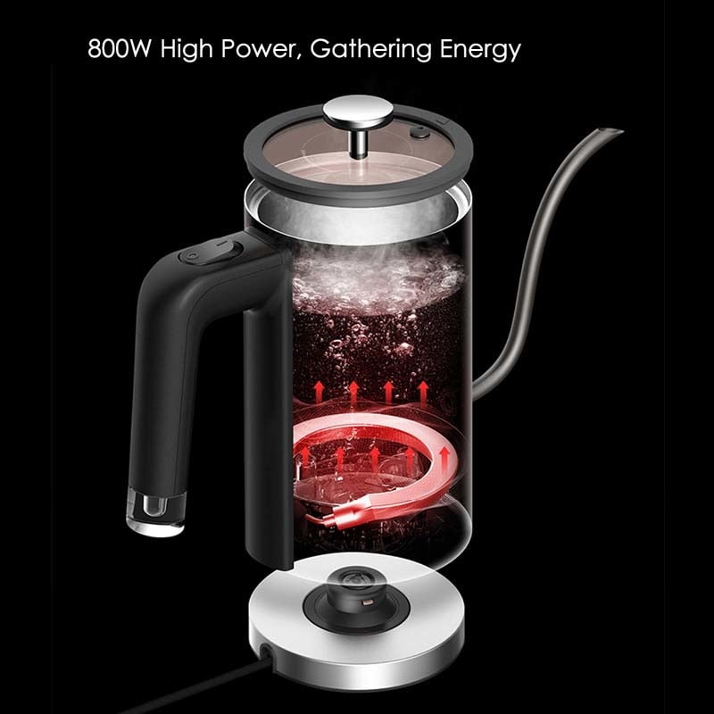 NEW Xiaomi Deerma Electric Kettle Tea Coffee Pot Slender Spout Matte Texture Stainless Steel Kettle LED Heating Lamp 600ml