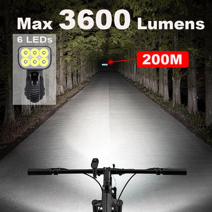 NEWBOLER Bike Light 3600 Lumens USB Chargeable Aluminum MTB Bicycle Light Set 5200mAh With Power Bank Headlight Bike Accessories