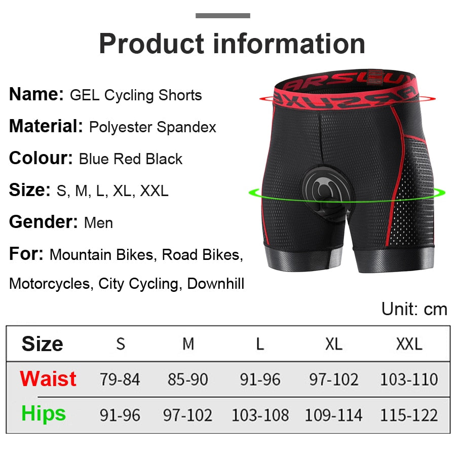 NEWBOLER Men's Cycling Shorts GEL Pad Breathable Mesh Cycling Underwear Shockproof Bicycle Underpant MTB Road Bike Riding Shorts