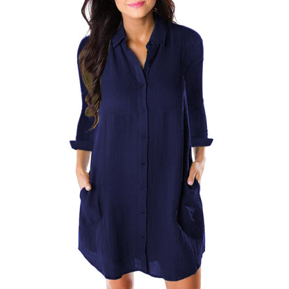 NIBESSER Women's Shirt Dresses Turn Down Casual Ladies Office Shirt Dresses Summer Spring Long Sleeve Dresses Solid Colours 2020