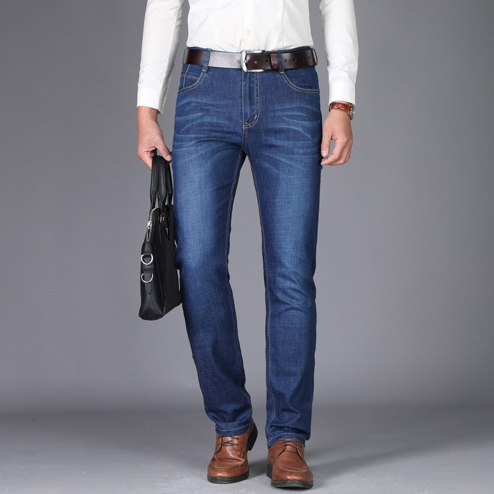 NIGRITY Man jeans 2019 New Fashion business Casual Denim Pants Men Straight cut slight stretch trousers large size 29 42 4 color