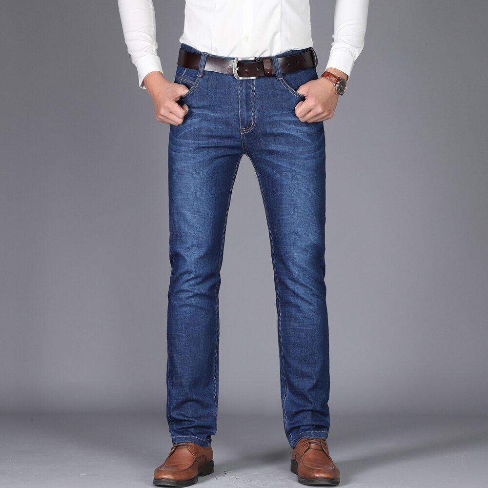 NIGRITY Man jeans 2019 New Fashion business Casual Denim Pants Men Straight cut slight stretch trousers large size 29 42 4 color