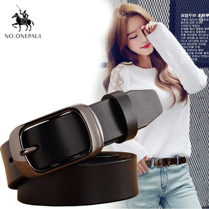 NO.ONEPAUL Fashion Retro women belt Belts for women female Lady  Metal Leather Double Buckle Waist Belt Waistband high quality