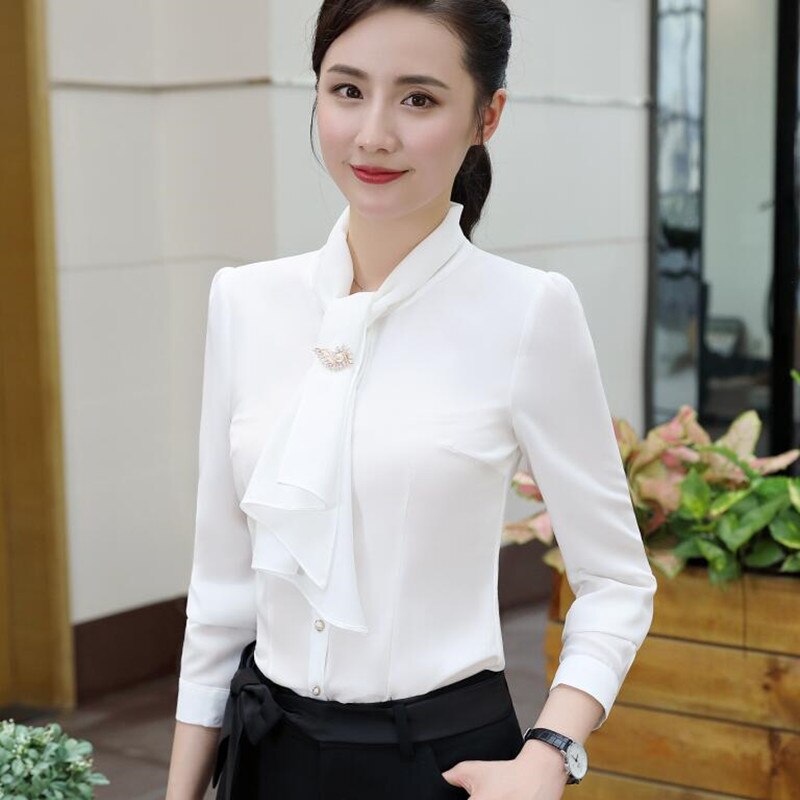 Naviu Fashion elegant formal office shirts for 2019 autumn women clothes ladies blouses plus size tops blusas