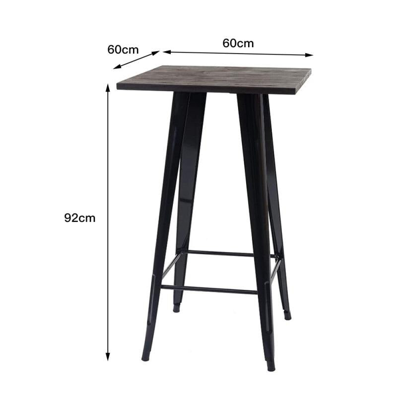 Neoclassical Tieyi Solid Wooden Bar Table 95cm High-legged Dining Table Pine Countertop Iron Leg Coffee Dining Furniture Desk