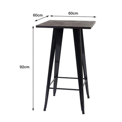 Neoclassical Tieyi Solid Wooden Bar Table 95cm High-legged Dining Table Pine Countertop Iron Leg Coffee Dining Furniture Desk