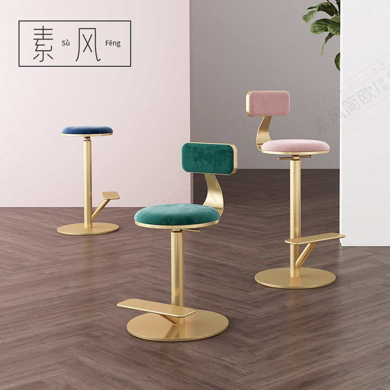 Net red photo high chair Nordic home ins light luxury rotating bar table chair cashier front desk lift stool
