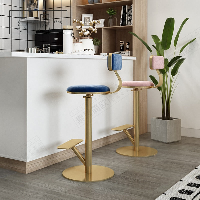 Net red photo high chair Nordic home ins light luxury rotating bar table chair cashier front desk lift stool