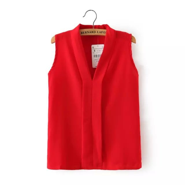 New 2016 Fashion Women's Colourful V Neck Summer Chiffon Blouses Shirt Cute Sleeveless Shirts Casual Top Blusas Femininas