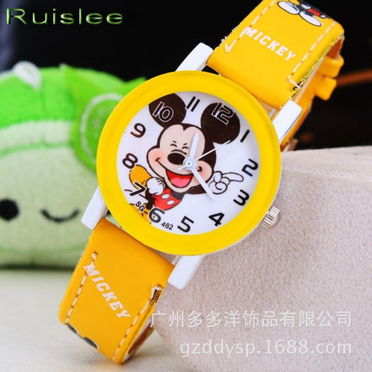 New 2016 Mickey Mouse Cartoon Watch for Children Girls Boys Leather digital Watches for kids boys Christmas gift wristwatch