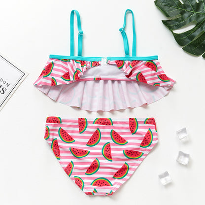 New 2021 Children's Swimwear Two Piece Flamingo Swimsuit For Girls 2021 Summer Bikini Sets Kids Swimsuit Lovely Swimwear G1-K337
