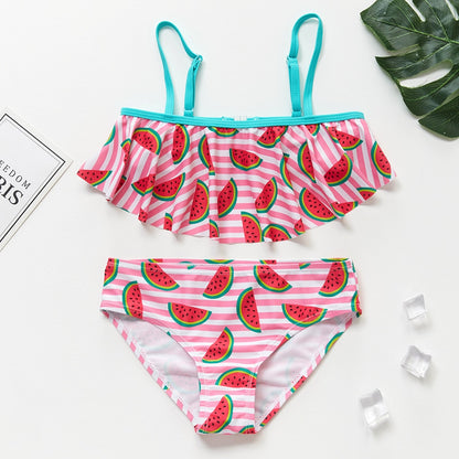 New 2021 Children's Swimwear Two Piece Flamingo Swimsuit For Girls 2021 Summer Bikini Sets Kids Swimsuit Lovely Swimwear G1-K337