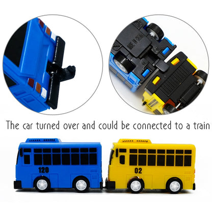 New 4pcs/set Small Car Korean Cartoon TAYO The Little Bus Araba Oyuncak Car Model Pull Back Toy Car Kids  Birthday Gift