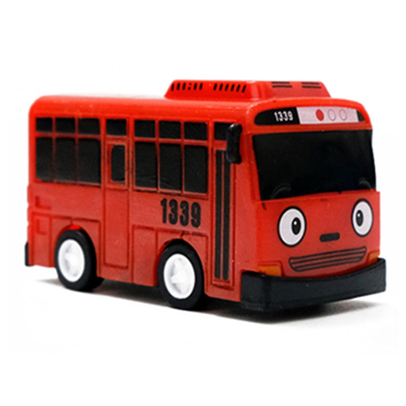 New 4pcs/set Small Car Korean Cartoon TAYO The Little Bus Araba Oyuncak Car Model Pull Back Toy Car Kids  Birthday Gift