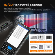 Load image into Gallery viewer, New Android 8 PDA Rugged Handheld Terminal Data Collector Terminal Wireless 1D 2D QR Laser Barcode Scanner Reader Terminal 4G Camera Touchscreen Stylus Included
