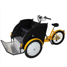 将图片加载到图库查看器，Electric Tricycle for Adults Rickshaw Vehicle Bicycle Pedicab Family Mobility Scooter Car with Sunscreen Cover Taxi
