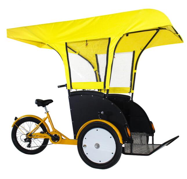 Electric Tricycle for Adults Rickshaw Vehicle Bicycle Pedicab Family Mobility Scooter Car with Sunscreen Cover Taxi
