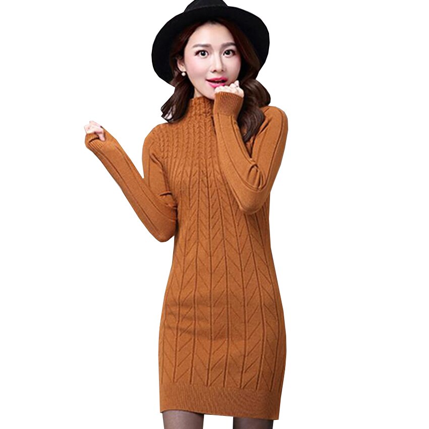 New Autumn Winter Women Sweater Dresses Long Sleeve Thick Warm Knitted Dress Sexy Slim Turtleneck Dresses vestido de festa AB022