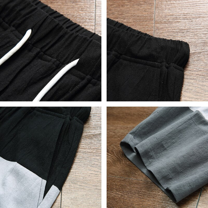 Men's Casual Summer Shorts Elastic Waist Summer Beach Cotton Linen Bermuda Knee Length Fashion Breathable Shorts Quick Dry K40