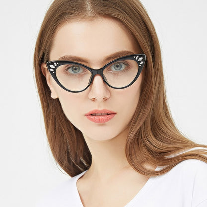 New Cat Eye Rhinestone Glasses Frame Women Brand Optical Glasses Frame Cat Eye Eyeglasses Frame Female Clear Lens Glasses Oculos