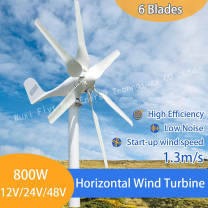 New Developed Wind Turbine 800w 12v 24v Generator With 6 Blades Free PWM Controller For Home Use