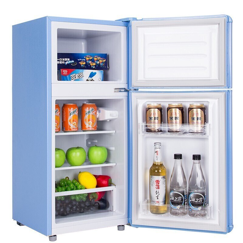 Energy efficient Freezing Refrigerator 40L large capacity refrigeration small fridges Two-door brand household cooler fridge. Colours are Blue, Yellow,  and