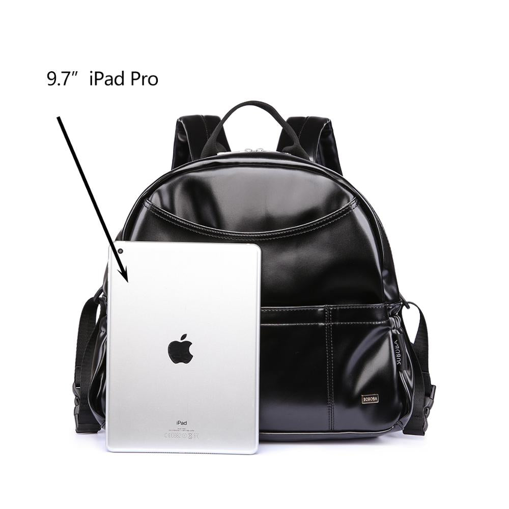 PU Black Diaper Backpack for Baby Large Capacity Waterproof Pockets Diaper Bag for Mother Travel Stroller Bag