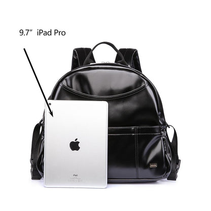PU Black Diaper Backpack for Baby Large Capacity Waterproof Pockets Diaper Bag for Mother Travel Stroller Bag