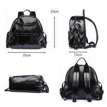 将图片加载到图库查看器，PU Black Diaper Backpack for Baby Large Capacity Waterproof Pockets Diaper Bag for Mother Travel Stroller Bag
