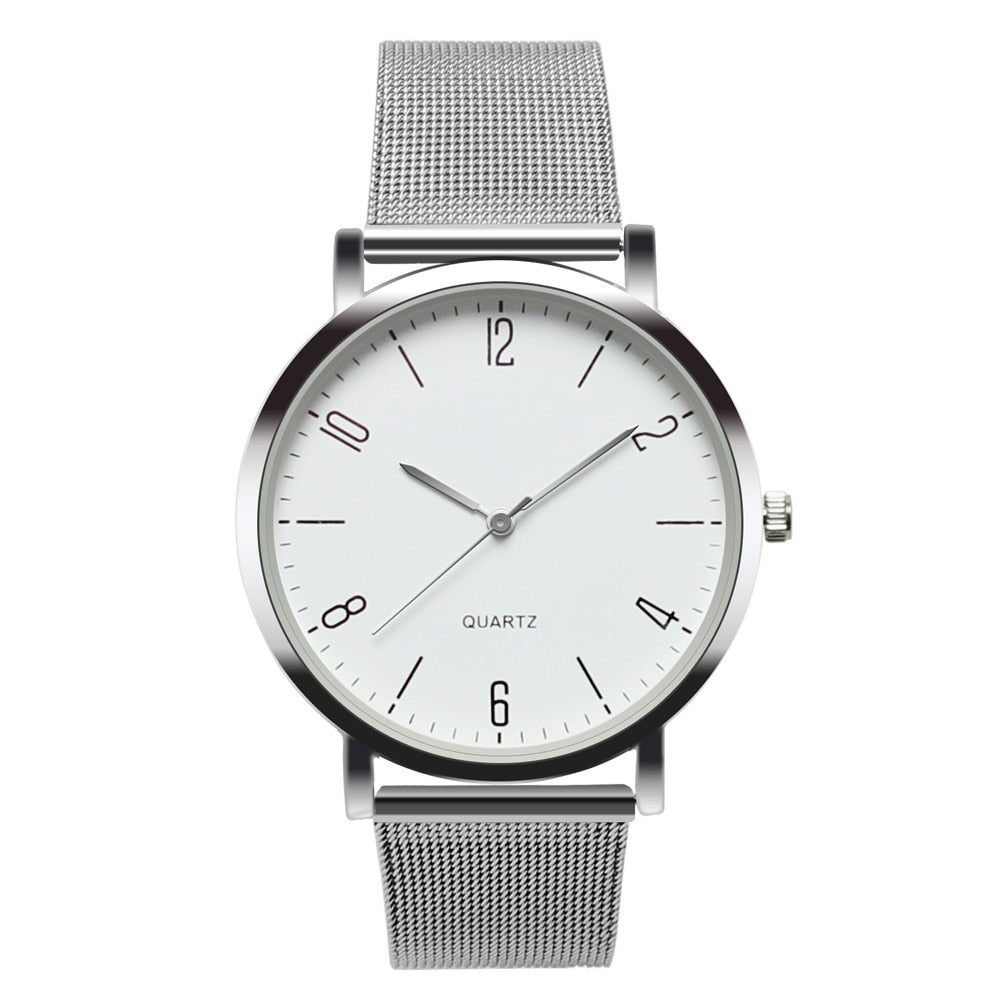 Women's Stainless Steel Silver Gold Mesh Watch Unique Simple Watches Casual Quartz Wristwatches Clock Hot Sale