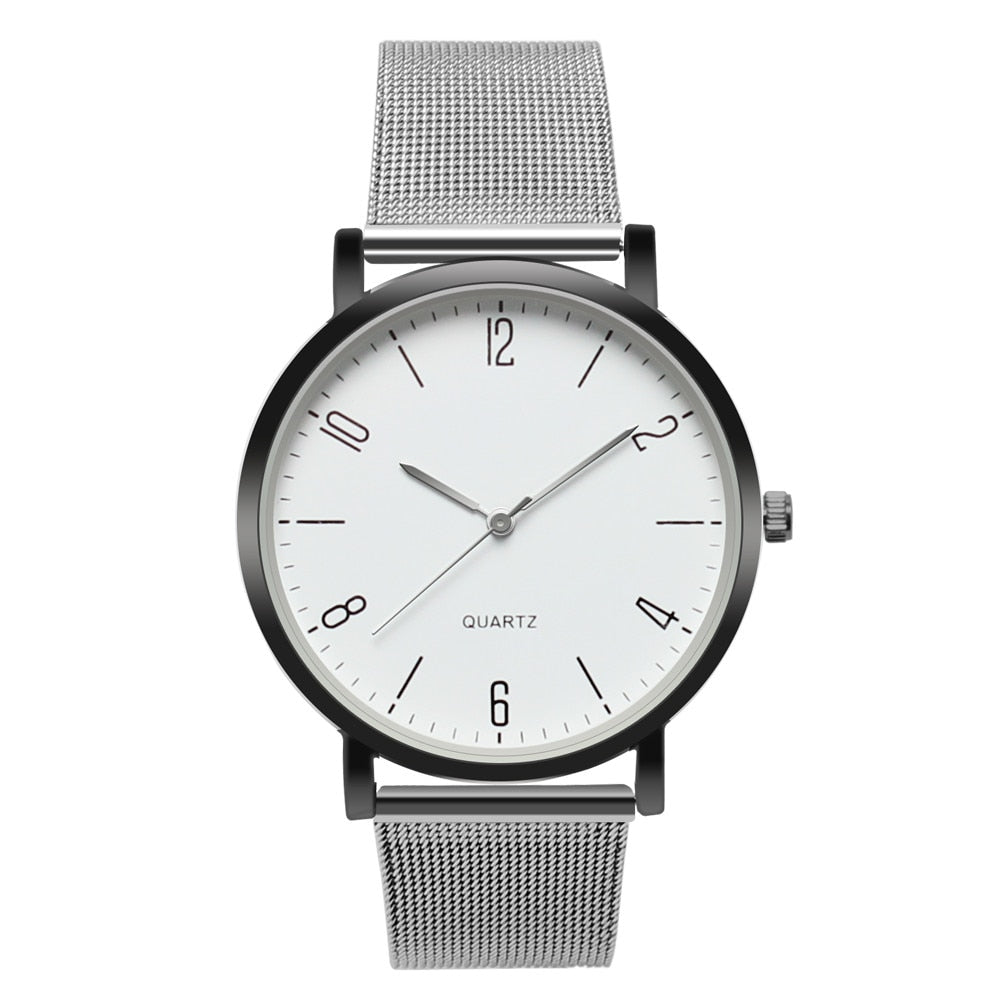 Women's Stainless Steel Silver Gold Mesh Watch Unique Simple Watches Casual Quartz Wristwatches Clock Hot Sale