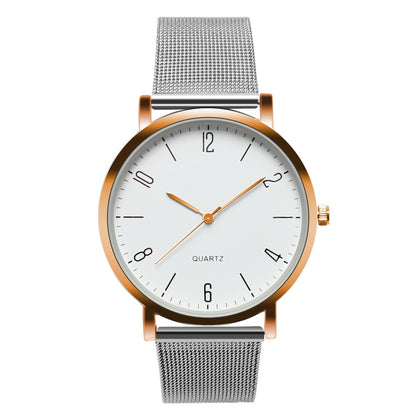 Women's Stainless Steel Silver Gold Mesh Watch Unique Simple Watches Casual Quartz Wristwatches Clock Hot Sale