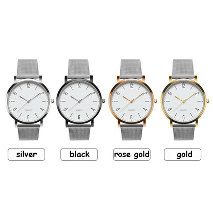 Women's Stainless Steel Silver Gold Mesh Watch Unique Simple Watches Casual Quartz Wristwatches Clock Hot Sale
