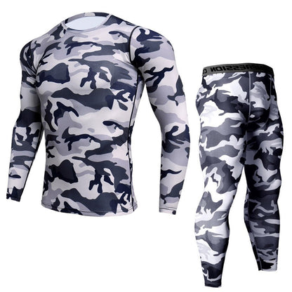 New Fitness Camo Shirt Men Compression Shirt 2Pcs/sets Sportswear MMA Rashguard Mens Joggers Leggings Gyms Bodybuilding Tights Camouflage Style