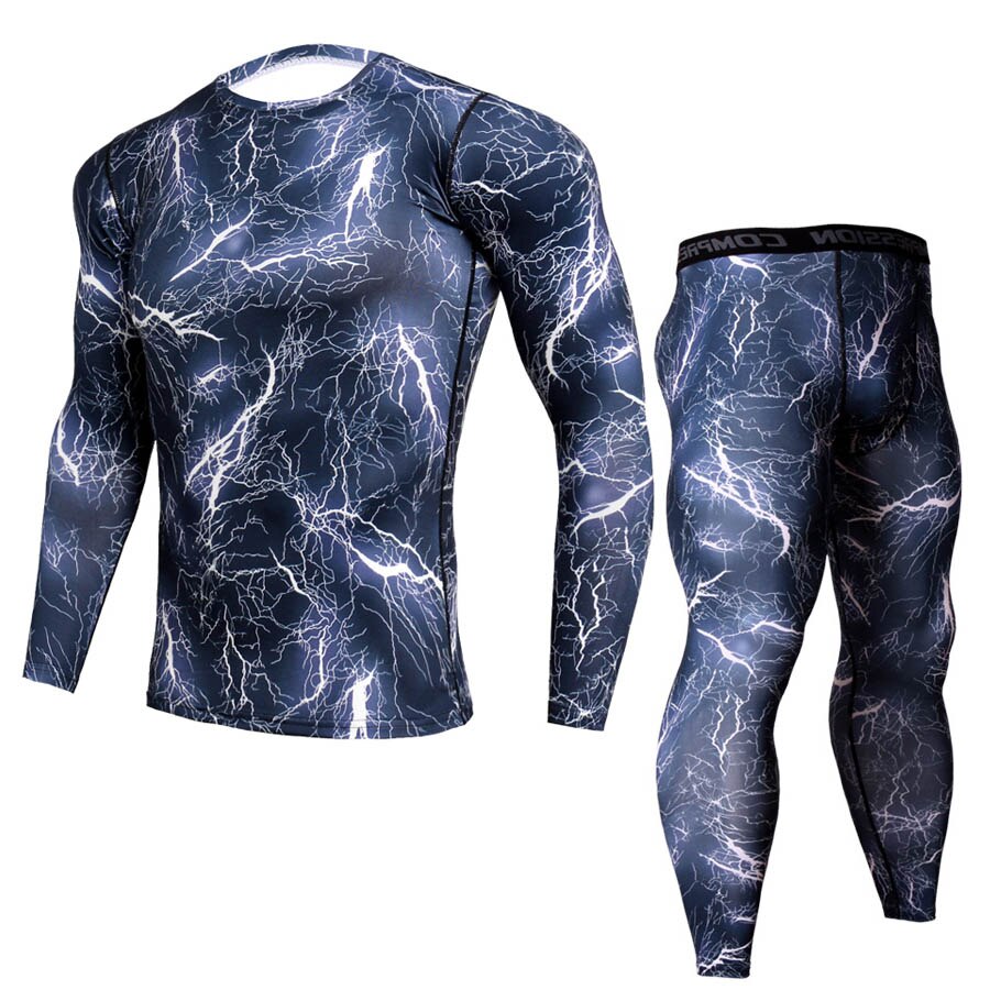 New Fitness Camo Shirt Men Compression Shirt 2Pcs/sets Sportswear MMA Rashguard Mens Joggers Leggings Gyms Bodybuilding Tights Camouflage Style