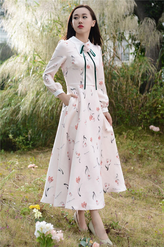 Explosions Leisure Vintage Color matching Dresses Women Rivet Spring Summer Casual  Dress
