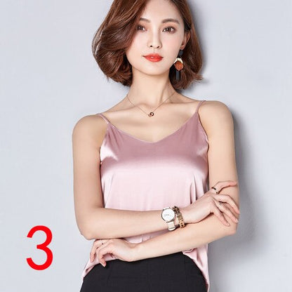 New LVTCH Summer One Size Chiffon Shirt V Neck Solid Color Sleevess Office Lady Work Casual Shirts
