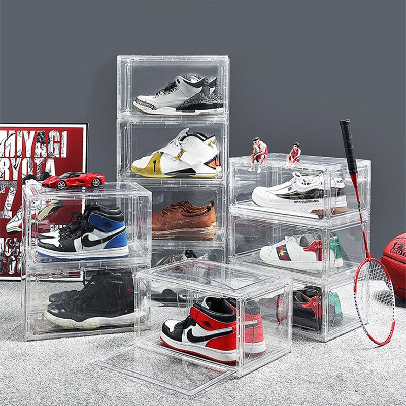 New Shoe Box HD Clear Sneaker Storage Box Shoe Wall Cabinet Dustproof Shoe Organizer Stackable for Sneaker Collector Best Store