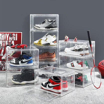 New Shoe Box HD Clear Sneaker Storage Box Shoe Wall Cabinet Dustproof Shoe Organizer Stackable for Sneaker Collector Best Store
