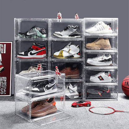New Shoe Box HD Clear Sneaker Storage Box Shoe Wall Cabinet Dustproof Shoe Organizer Stackable for Sneaker Collector Best Store
