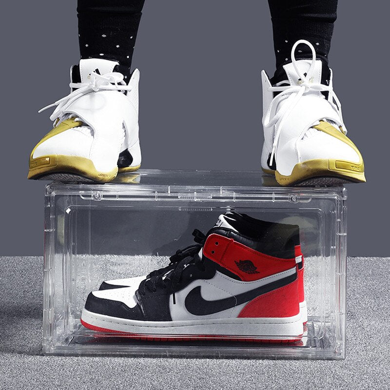 New Shoe Box HD Clear Sneaker Storage Box Shoe Wall Cabinet Dustproof Shoe Organizer Stackable for Sneaker Collector Best Store