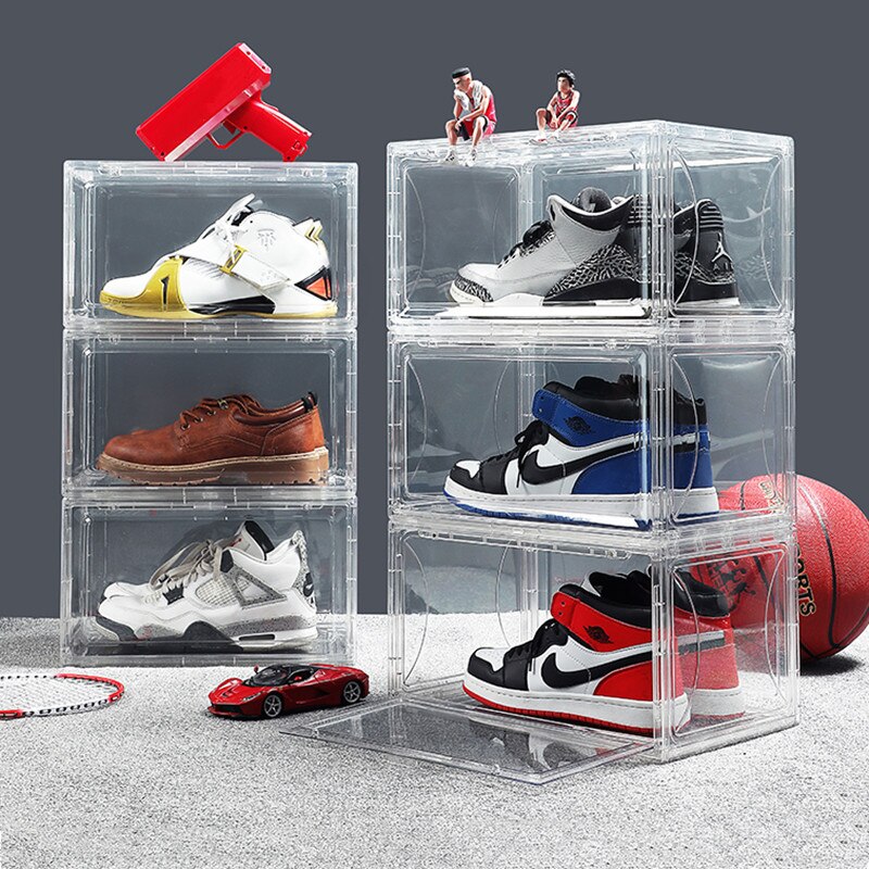 New Shoe Box HD Clear Sneaker Storage Box Shoe Wall Cabinet Dustproof Shoe Organizer Stackable for Sneaker Collector Best Store