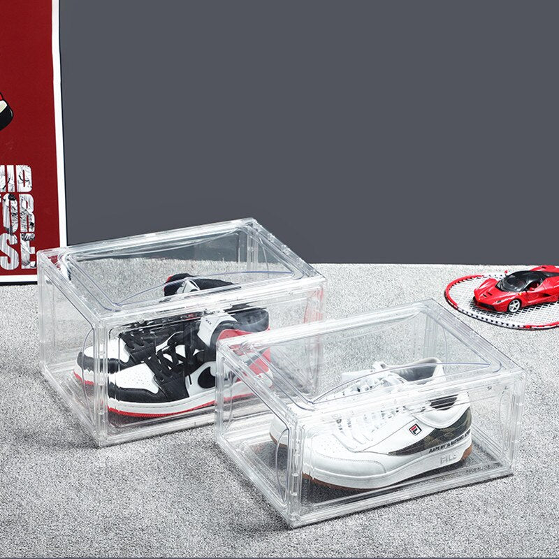 New Shoe Box HD Clear Sneaker Storage Box Shoe Wall Cabinet Dustproof Shoe Organizer Stackable for Sneaker Collector Best Store