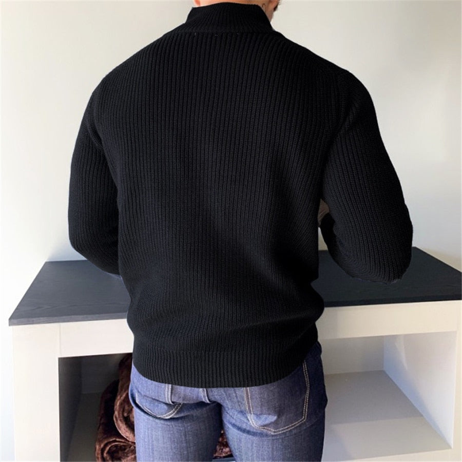 Men's Casual Sports Cardigan Coat Jacket Zipper Knit Sweater